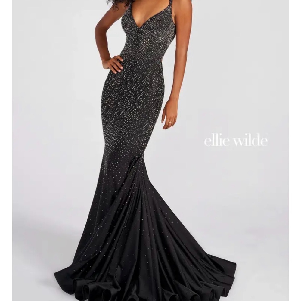 Mon Cheri Black Sparkling Prom Dress